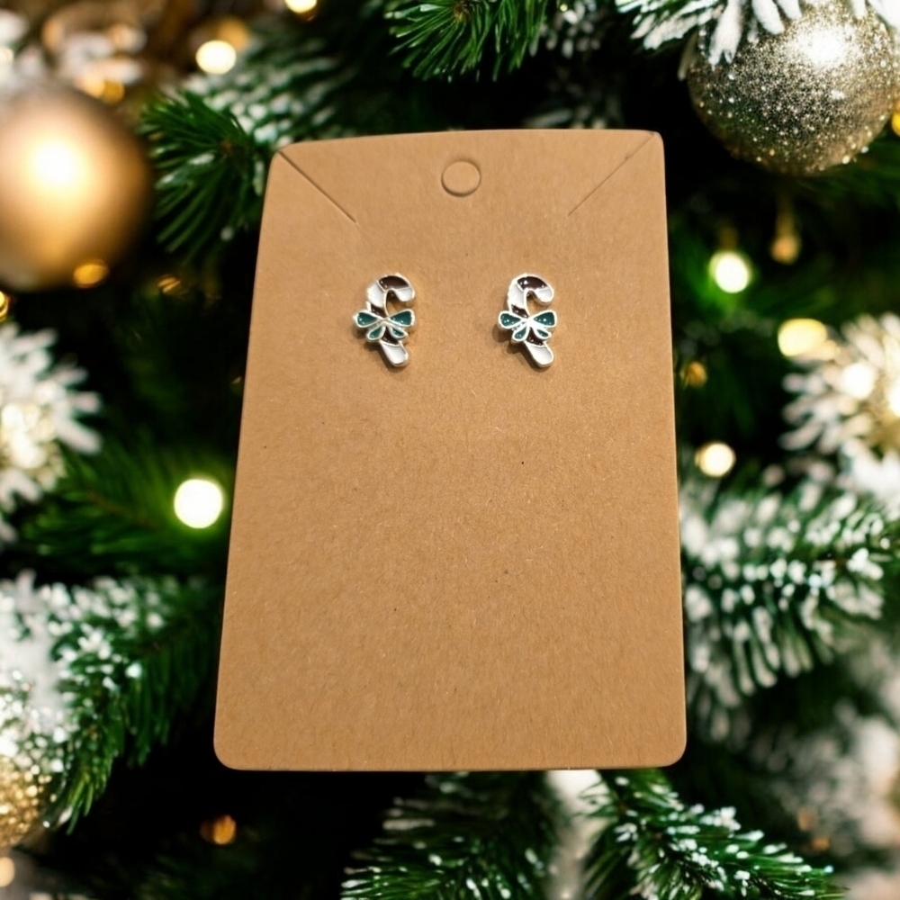 Candy Cane Holiday Festive Stud Earrings
